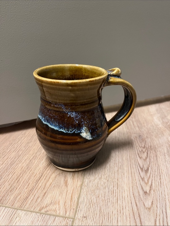 Other - Handmade Glazed Pottery Mug in Brown and Amber